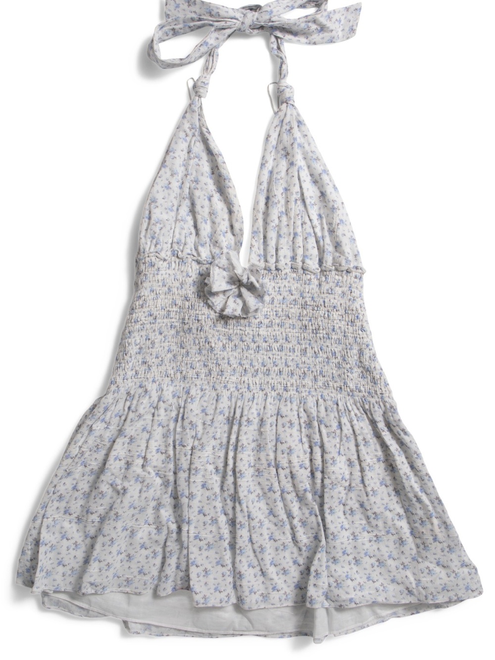 NWT Love Shack Fancy Blue White Flora Luisetta Halter Dress Sz XXL Retail $245 - Picture 2 of 7